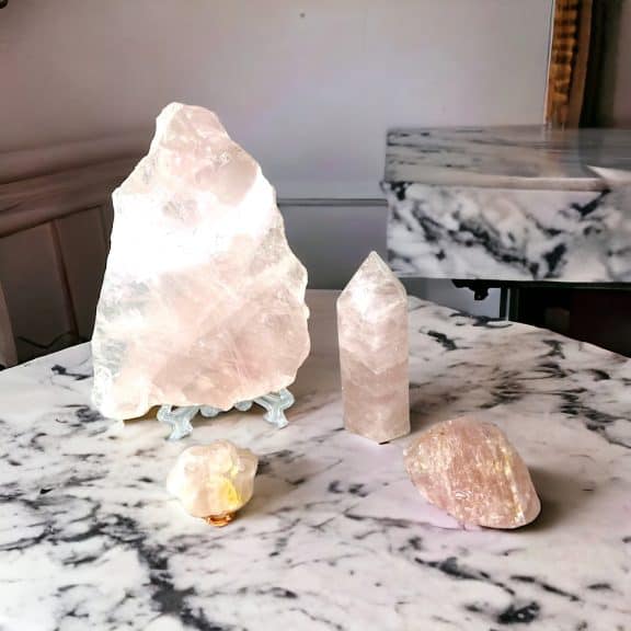 Love's Embrace: Rose Quartz Crystal Set