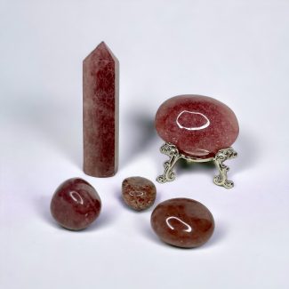 Crimson Elixir: Strawberry Quartz Crystal Ensemble
