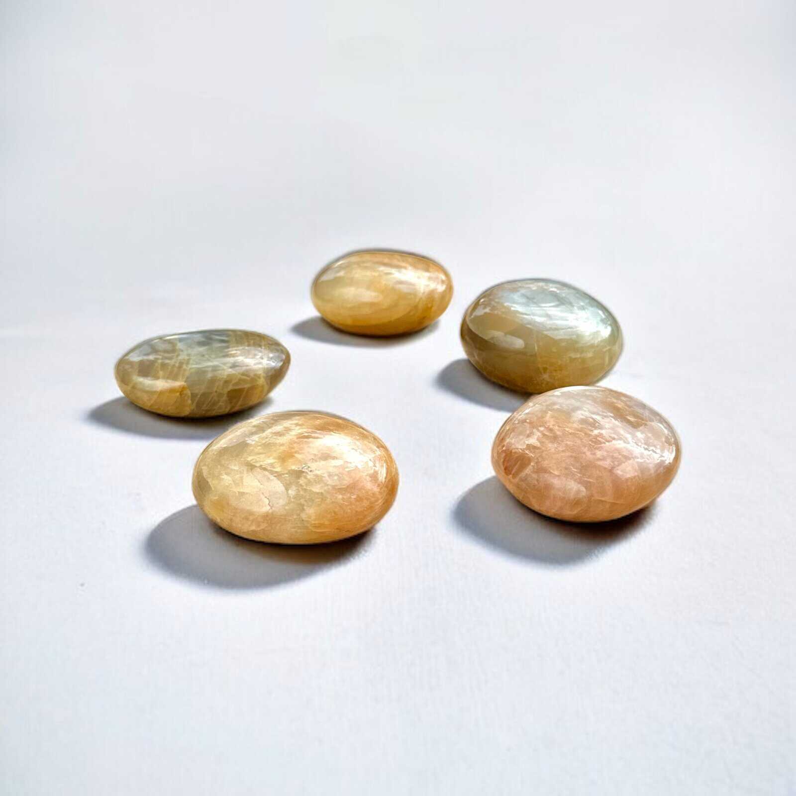 Peach Moonstone Palm Stones