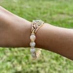 Flower Agate Virgin Mary Crystal Bracelet