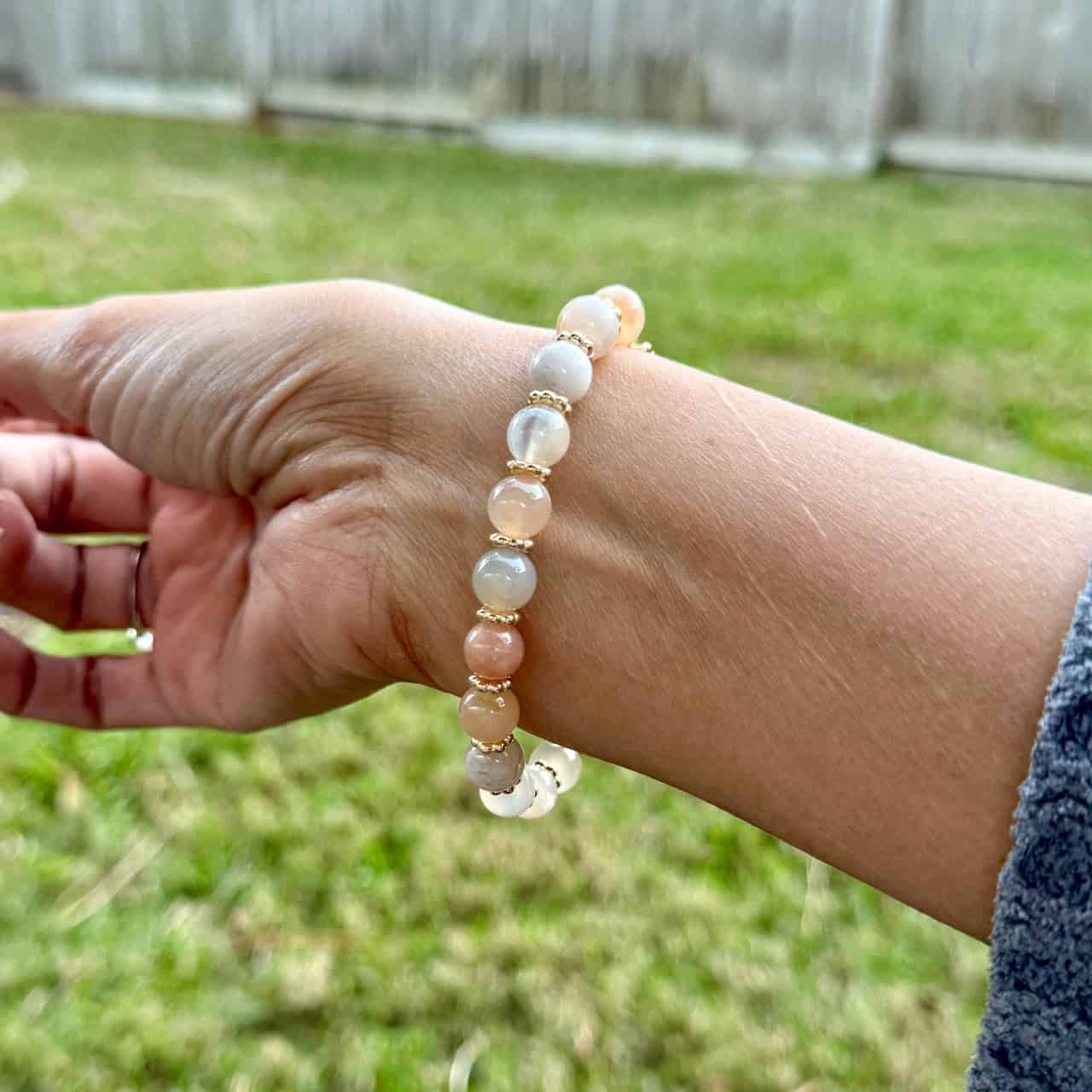 Flower Agate Virgin Mary Crystal Bracelet Flower Agate Virgin Mary Crystal Bracelet