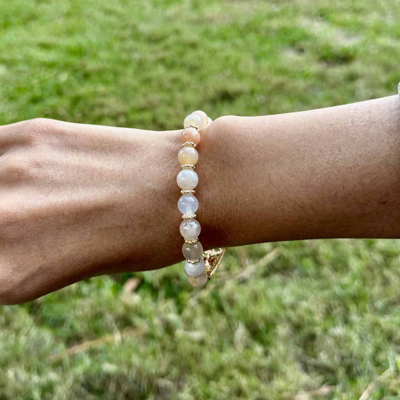 Flower Agate Virgin Mary Crystal Bracelet Flower Agate Virgin Mary Crystal Bracelet