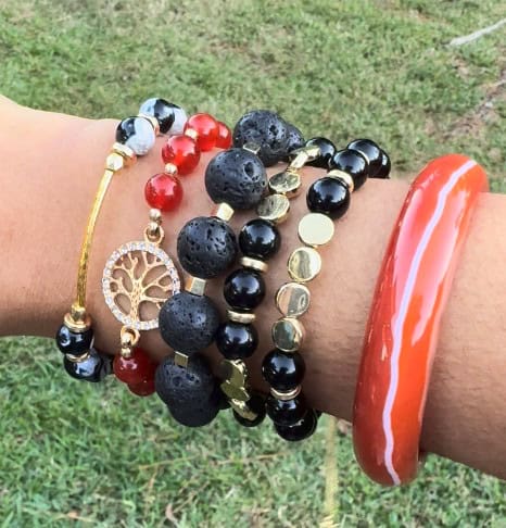 Ember Essence Stacked Gemstone Bracelet Set