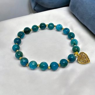 Blue Apatite Chalcedony Bracelet - Heart